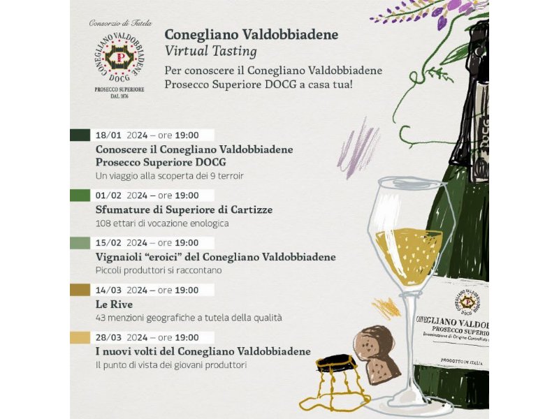 Conegliano Valdobbiadene Prosecco Docg: tornano gli appuntamenti con i Virtual Tasting