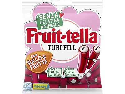 Fruittella lancia Tubi Fill: caramelle gommose vegane al gusto fragola