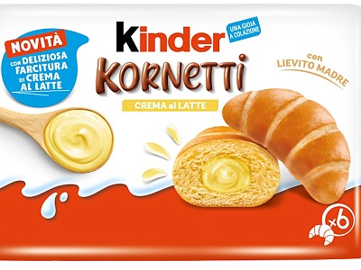 Ferrero amplia la gamma per la colazione con i Kinder Kornetti crema al latte