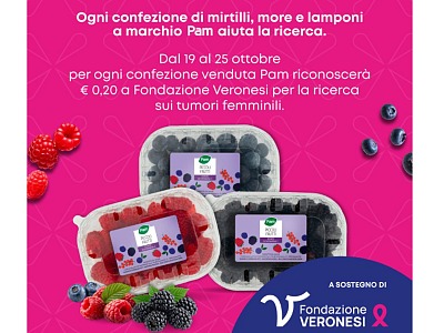 Pam Panorama sostiene Fondazione Veronesi con i suoi frutti di bosco a marchio